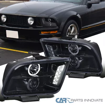 Glossy Black For 05-09 Ford Mustang Smoke Halo Projector Headlights Head Lamps • $123.95