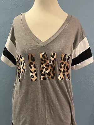 Pink Victoria’s Secret Gray Animal Print Logo Shirt Size XS • $12