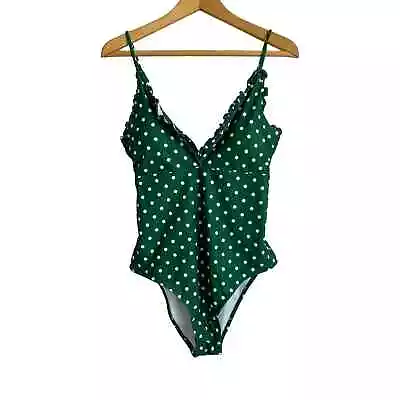 Zaful Green Polkadot Swimsuit Ruffled One Piece Padded Wireless. Size 10 • $18.75
