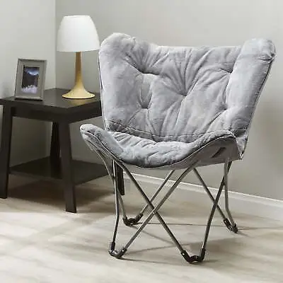 Mainstays Folding Faux Fur Butterfly Chair Gray • $33.92