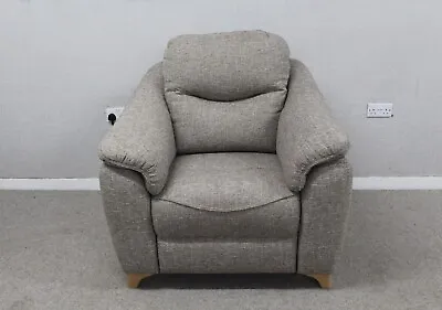 G Plan Jackson Dapple Sparrow Fabric Power Reclining Armchair With Oak Feet • £850