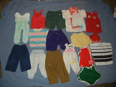 LOT Of 16 VTG Girls Clothing Toddler/Girls SM Shirt Tops Pants Overalls 70s-90s • $66.66