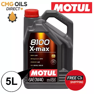 MOTUL 8100 X-MAX 0W40 FULLY SYNTHETIC CAR ENGINE 5 Litres VW502.00/505.00 A3/B4 • £42.99