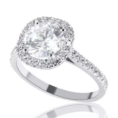 2.20 Ct Round Cut Diamond Cushion Halo Engagement Wedding Ring White Gold Finish • £71