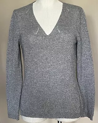 Mainbocher Pure 100% Cashmere Pullover Sweater Long Sleeves Sparkly Gray Size M • $29.99