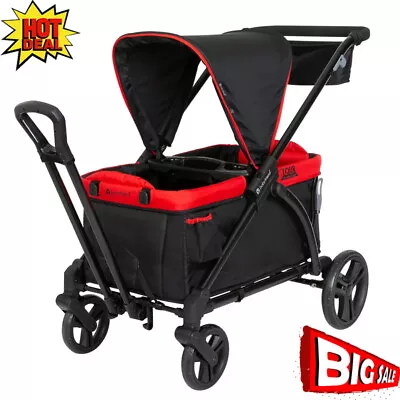 Kids 2-In-1 Stroller Wagon W/2 Cup Holders Compact Portable Travel Outdoor Red • $235.66