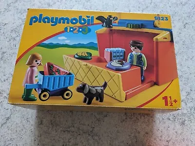 Playmobil 9123 Take Along Carrycase Market Stall&Figures/items Complete Orig Box • £23