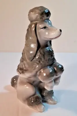 Vintage Grey Sitting Poodle Dog Figurine Made In Japan • $15.99