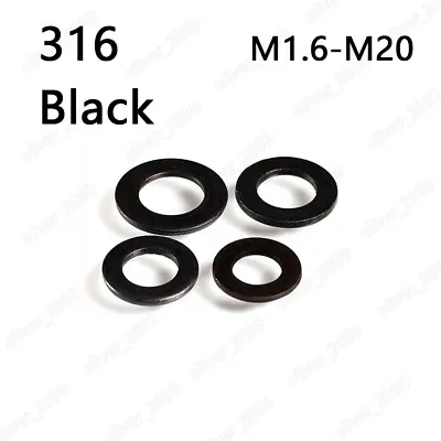Black 316 Stainless Steel Flat Washers Insulation M1.6 M2 M3 M4 M5 M6 M8 M10-M20 • $58.61