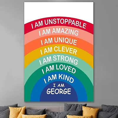 Positive Affirmation Rainbow Pastel Kids Child School Poster Personalisation • £5.99