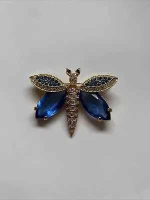 1960s/70s Costume Jewellery Butterfly Brooch / Broach With Diamanté • £7.50