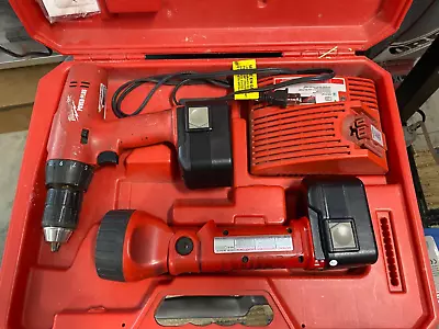 Milwaukee Power-Plus 1/2” Drill With Work Light & Charger 4 BATTERIES’2’NEW • $105