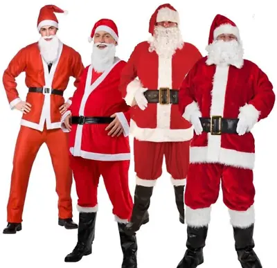 Mens Santa Costume Adults Father Christmas Santa Claus Fancy Dress Outfit Deluxe • £7.99