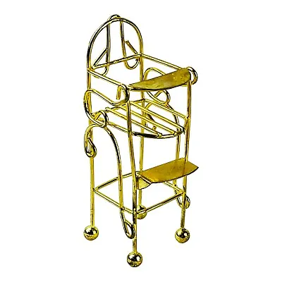 Vintage Dollhouse Miniature Baby High Chair Brass Plated Nursery Furniture • $10