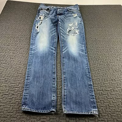 Abercrombie & Fitch Jeans Mens 32x34 Blue Slim Straight Distressed Denim • $22.99