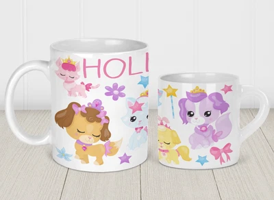 Personalised Printed Plastic/Ceramic Childs Mug Princess Pets Birthday 6oz/11oz • £8.99