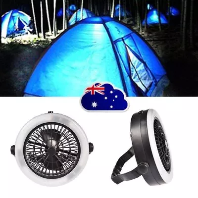 Outdoor Camping Portable USB Rechargeable LED Fan Light Hanging Tent Lamp YA • $25.99