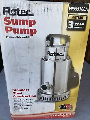 Flotec Commercial Pumps 3/4 HP Stainless Steel Sump Pump FPSS5700A • $199