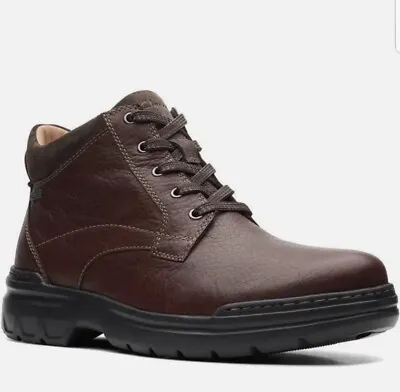 Clarks ROCKIE 2 UP GTX Men's Mahogany Leather Gore Tex Boots UK Size 12 G EU 47 • £89.99