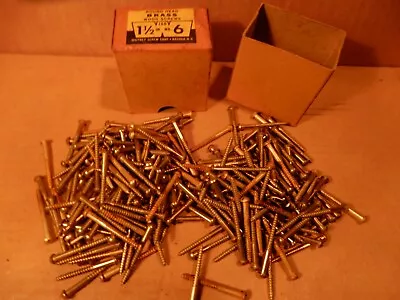 Wood Screws Vintage BRASS LARGE Lot Round Head Slotted 1-1/2 X #6 QTY. (222) • $16.98