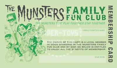 The Munsters Family Fun Club Membership Card • $3.99