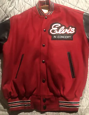 Mens King Of Rock Elvis In Concert Trendy Wool Varsity Jacket Size Large • $150