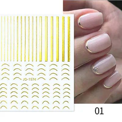 3D Nail Stickers Gold Liner Flower Transfer Decals Nail Art Decoration Paper • $1.61