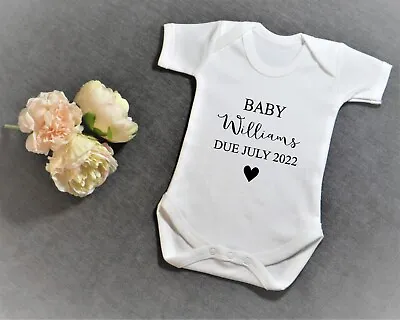 £7.19 • Buy Personalised Baby Vest 'your Name' Heart Baby Grow Bodysuit Reveal Announcement