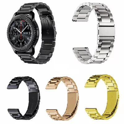 3 Beads Stainless Steel Universal Watch Band Strap 20 22mm Mens Metal Bracelet • £12.88