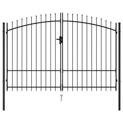 Outdoor Steel Fence Gate Double Door With Spear/Spike Top Security Barrier Black • $505.39