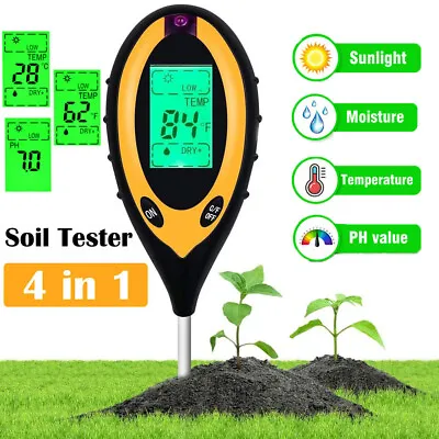 £8.99 • Buy 4 In1 LCD Digital Soil PH Meter Tester Temperature Sunlight Fertility Hygrometer