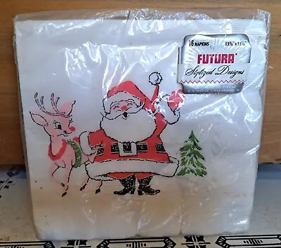 Vintage Rudolph The Red Nosed Reindeer Santa Napkins Futura MIP!  Christmas! • $19.99