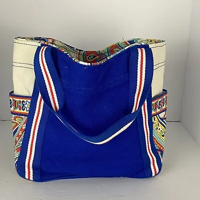 Vera Bradley Marina Paisley Large Colorblock Tote Shoulder Bag Medium Blue • $14.57