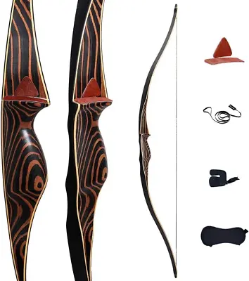 Archery 54  Traditional Bow Hunting Longbow With Bamboo Core Limbs Handmade Recu • $172.99