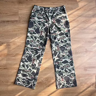 Vintage 70s 80s Walls Duck Canvas Hunting Pants Camo Frog Field 34 Short • $30