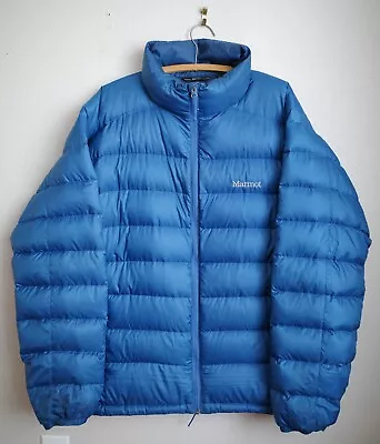 Marmot 800 Fill Goose Down Insulated Full Zip Men's Blue Zip Jacket Size XXL EUC • $64.95