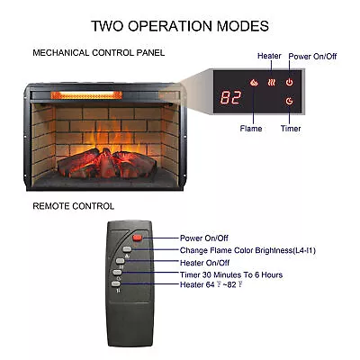 26  Electric Infrared Quartz Fireplace Insert Log Flame Heater W/ Remote Control • $141.95