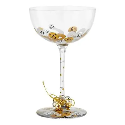 Lolita Jingle Bells Coupe Cocktail Glass Christmas Hand-Painted Glassware Gift • £16.99