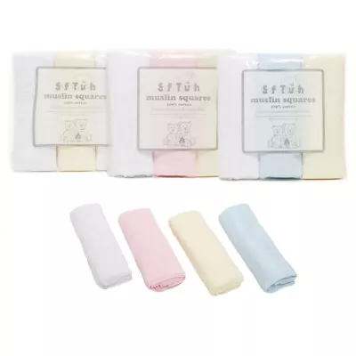 3 Pack Muslin Squares 100% Cotton Baby Soft Swaddle Clots  71cmx71cm • £6.99