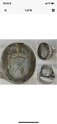 £595 • Buy RARE Georgian Rock Crystal Carved Intaglio Silver Celtic Family Crest Clan Ring