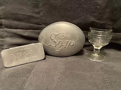 Vintage Lot Hand Soap Container Midol Container & Eye Wash Cup • $18