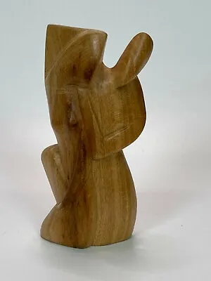 Abstract Wood Carving Romantic Couple Embrace Sculpture Hand Craft Display Gift • $18