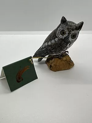 Vtg Screech Owl Wildlife Woodcarved By John J Madison CO. Inc Wood Bird Figure • $25