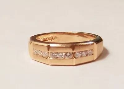 Vintage  Channel Set .27ct Diamond 14K Yellow Gold 5 Panel Band Ring Size 6 • $499