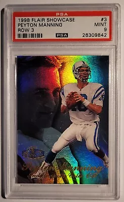 1998 Flair Showcase Payton Manning Rookie Card - Graded 9 Mint • $29.52