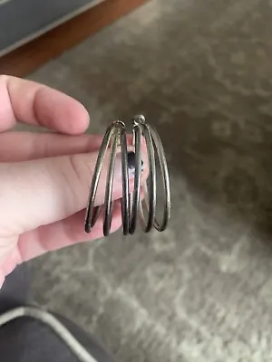 Vintage Silver Hoop Earrings  • $12