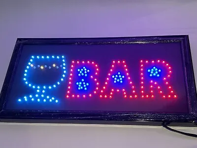 LED Lighted Moving Animated Bar With Glass Sign Man Cave 19 X 10 • $24.99