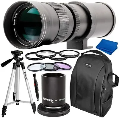Ultimaxx 420-800mm F/8 Telephoto Zoom Lens Bundle For Canon 90D 80D 70D T7i SL2 • $84.95