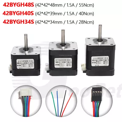 Nema 17 Stepper Motor 28-55Ncm 1.5A 34/39/48mm For 3D Printer CNC 42BYGH34/40/48 • $11.39