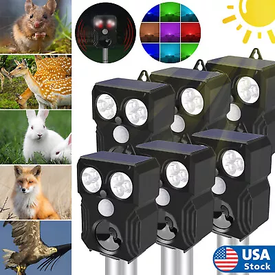 Solar Power Ultrasonic Animal Repeller LED Mice Repellent Deer Raccoon Garden • $10.95